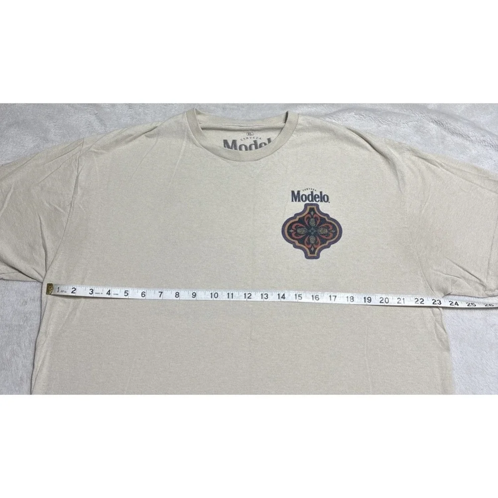 Modelo Cerveza T Shirt Men's Size XL Beige Short Sleeve Beer
